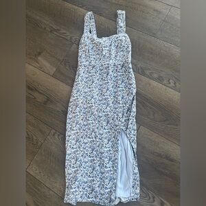 Abercrombie & Fitch Floral Midi Dress - Blue and White